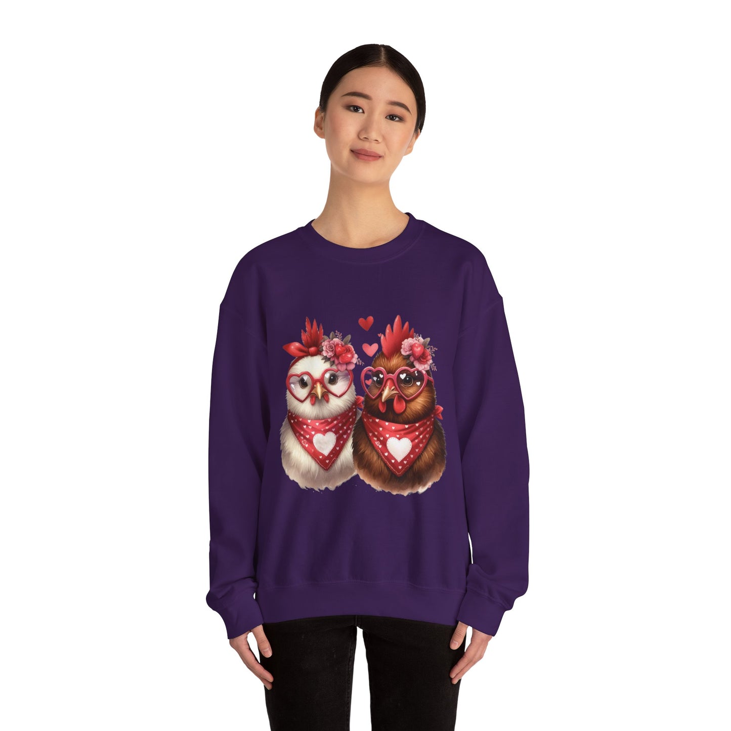 Sweatshirt Valentine's Day Farm Chickens