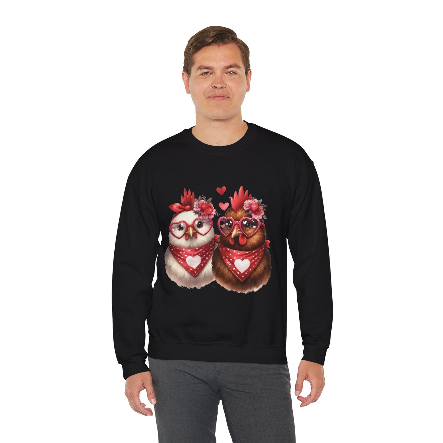 Sweatshirt Valentine's Day Farm Chickens