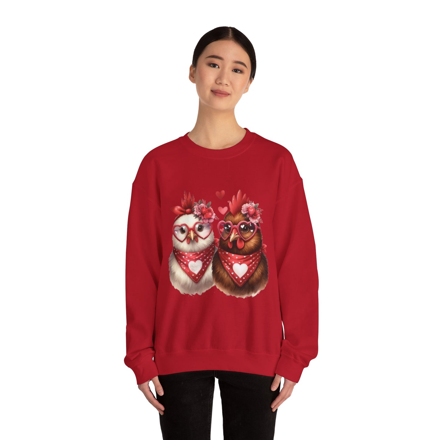 Sweatshirt Valentine's Day Farm Chickens