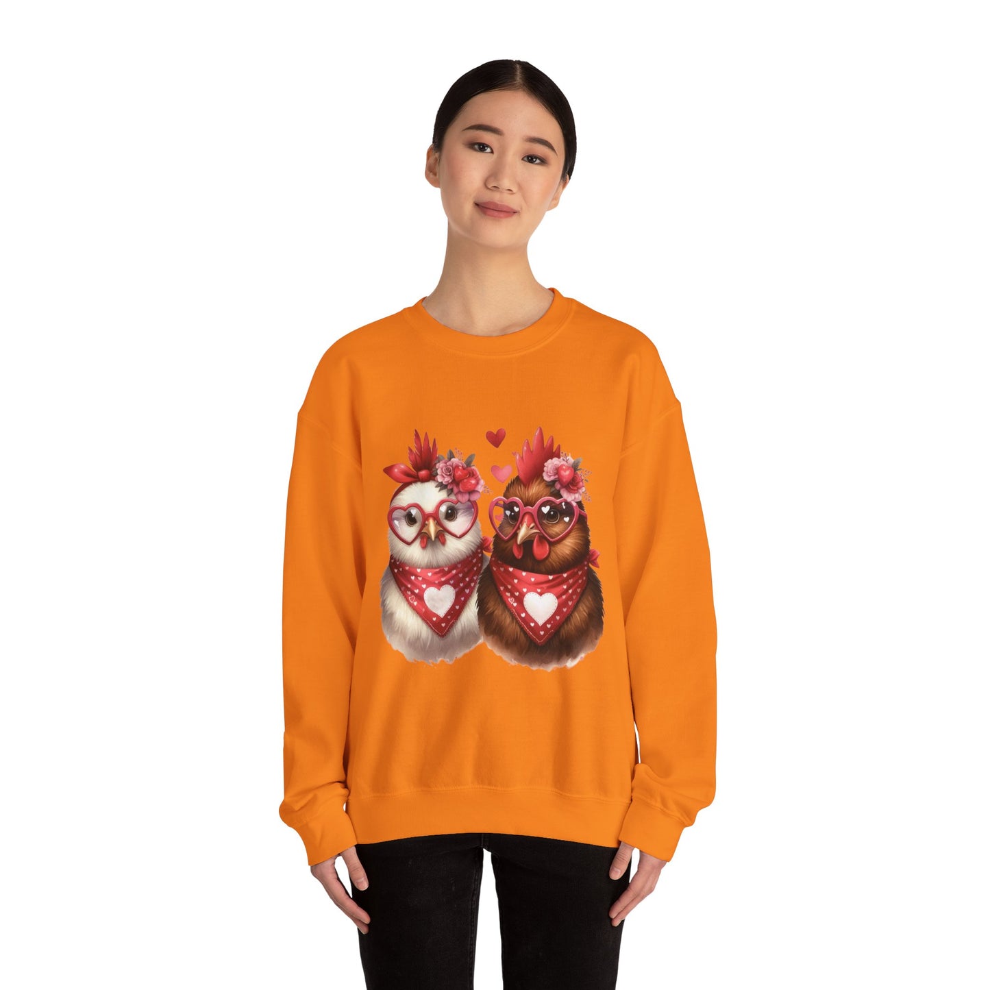 Sweatshirt Valentine's Day Farm Chickens