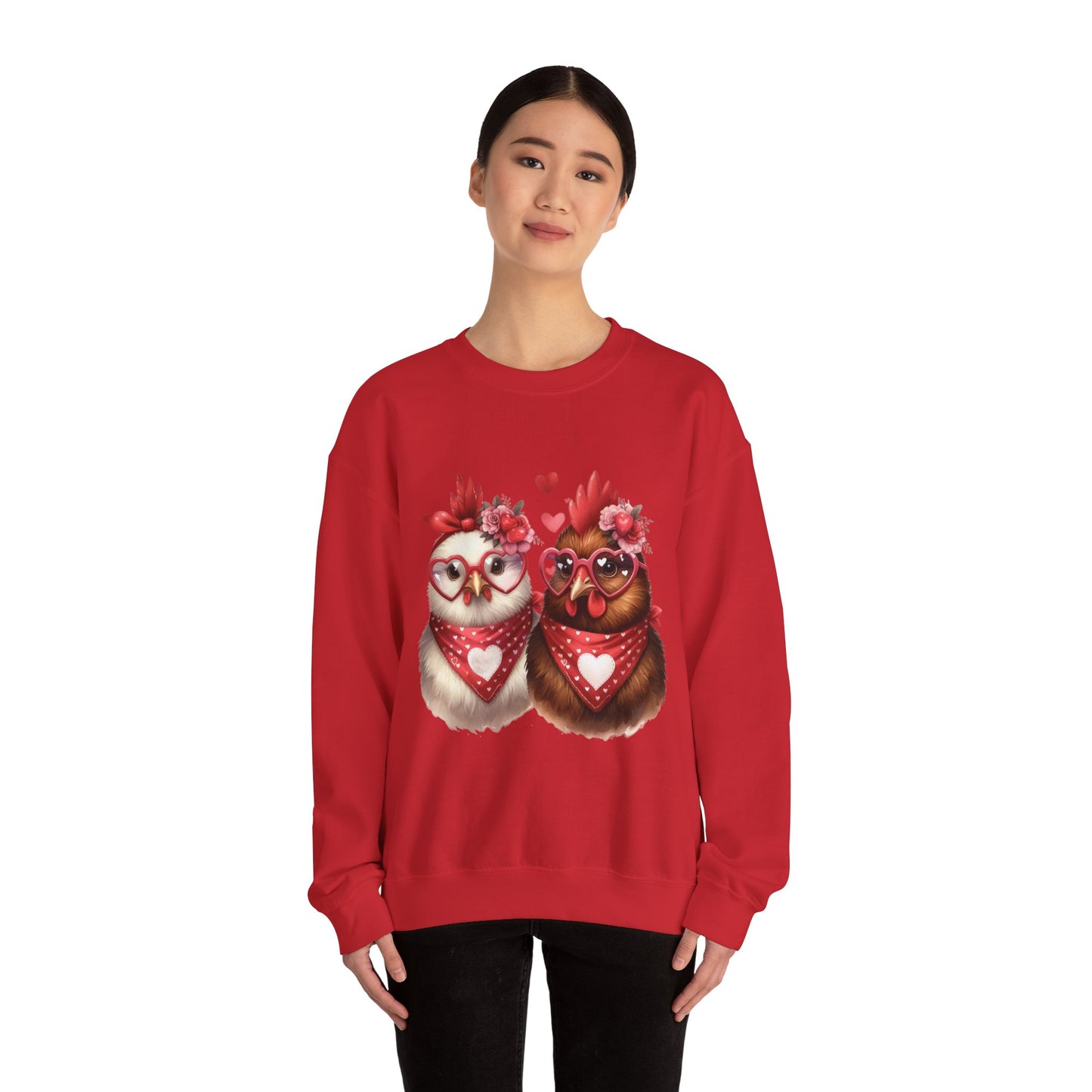 Sweatshirt Valentine's Day Farm Chickens