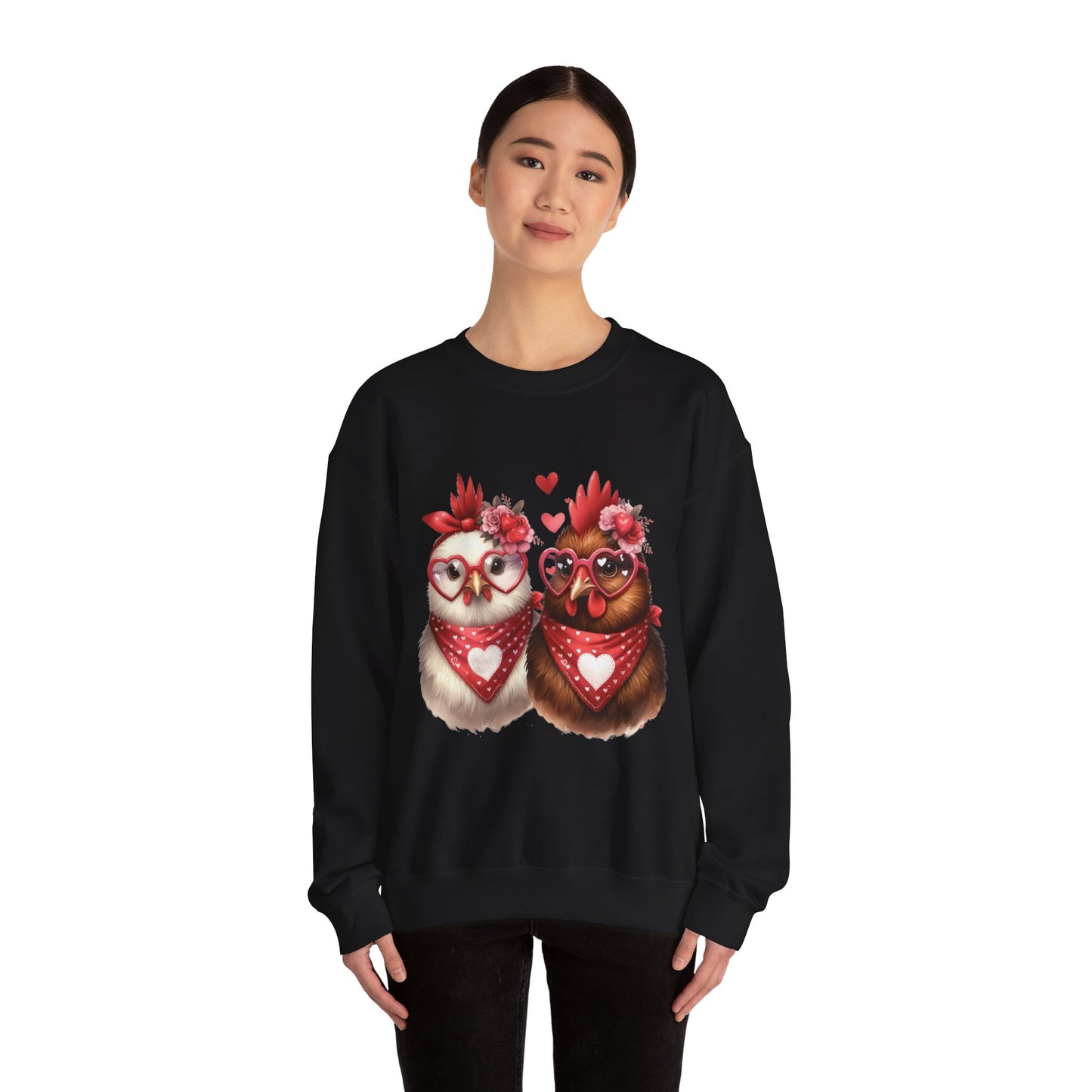 Sweatshirt Valentine's Day Farm Chickens