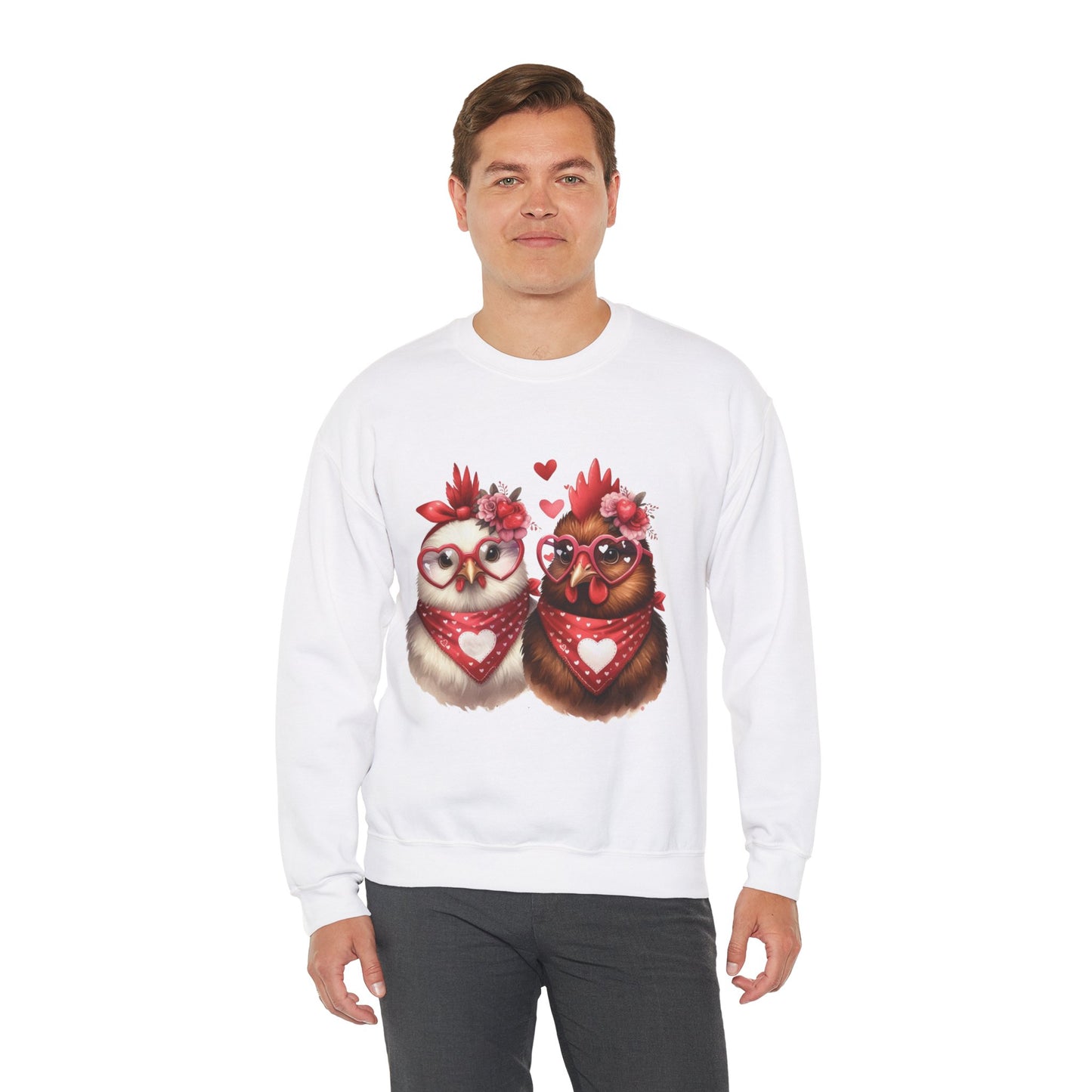 Sweatshirt Valentine's Day Farm Chickens