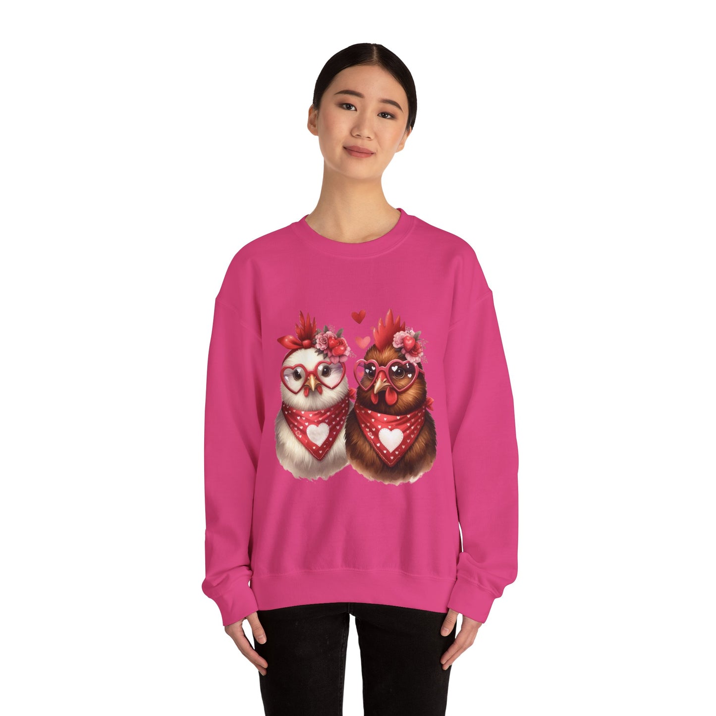 Sweatshirt Valentine's Day Farm Chickens